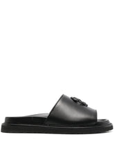 logo plaque leather slides